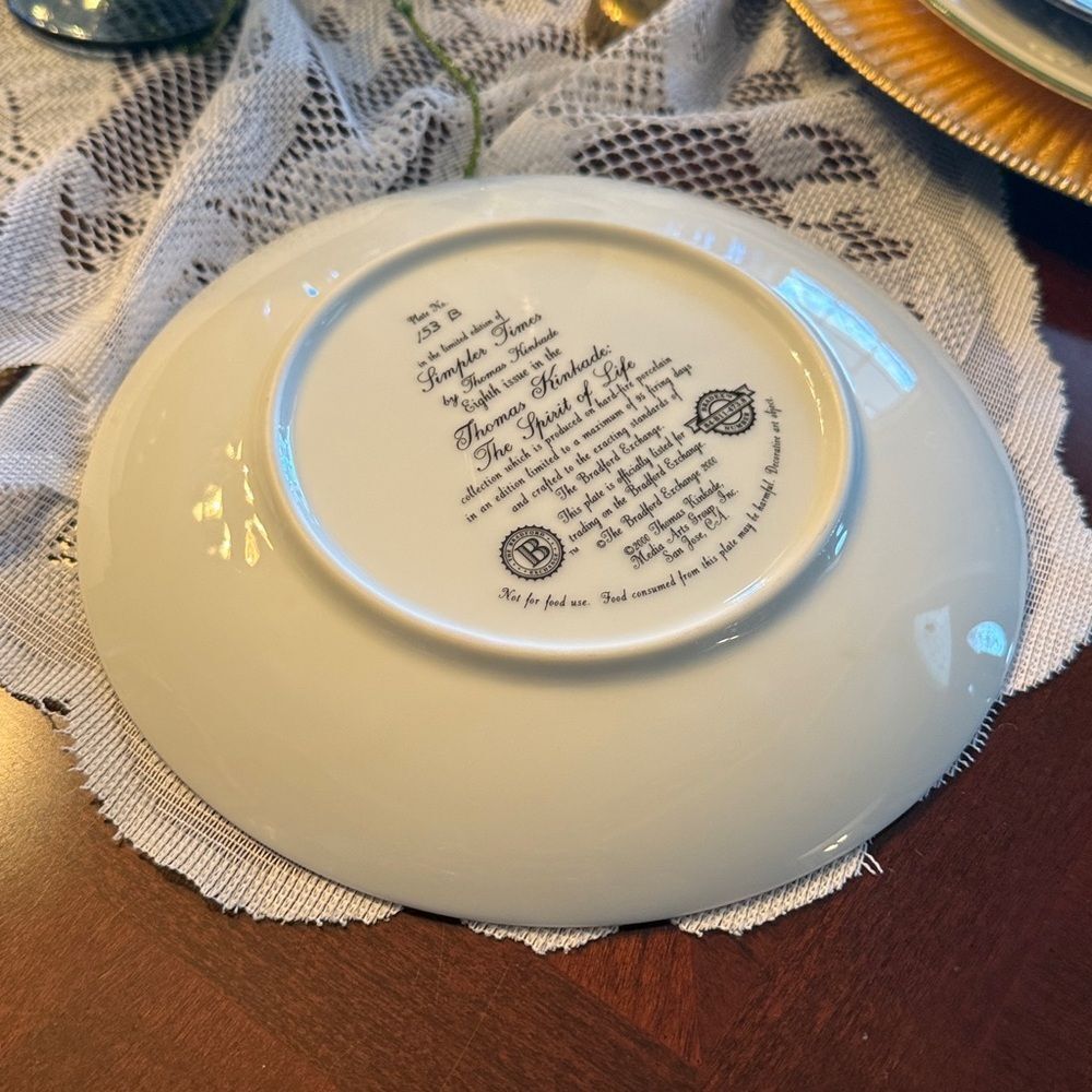 Thomas Kinkade Simpler Times Plate Ask Spirit of Life 8th Issue w/Gold Trim - Picture 8 of 8